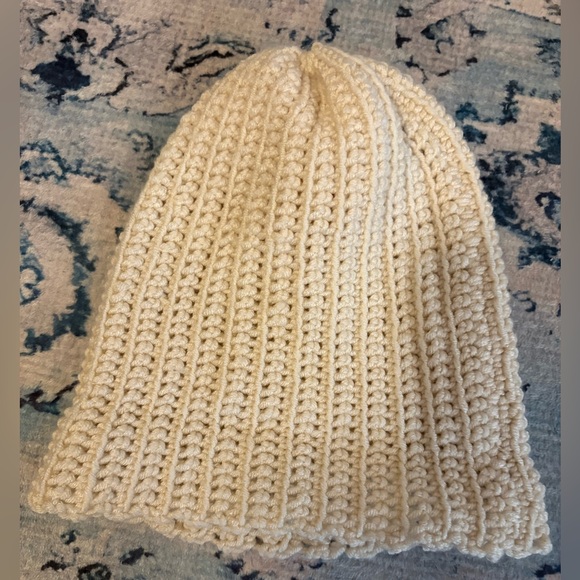 Cream Ribbed Knit Beanie - Picture 3 of 3